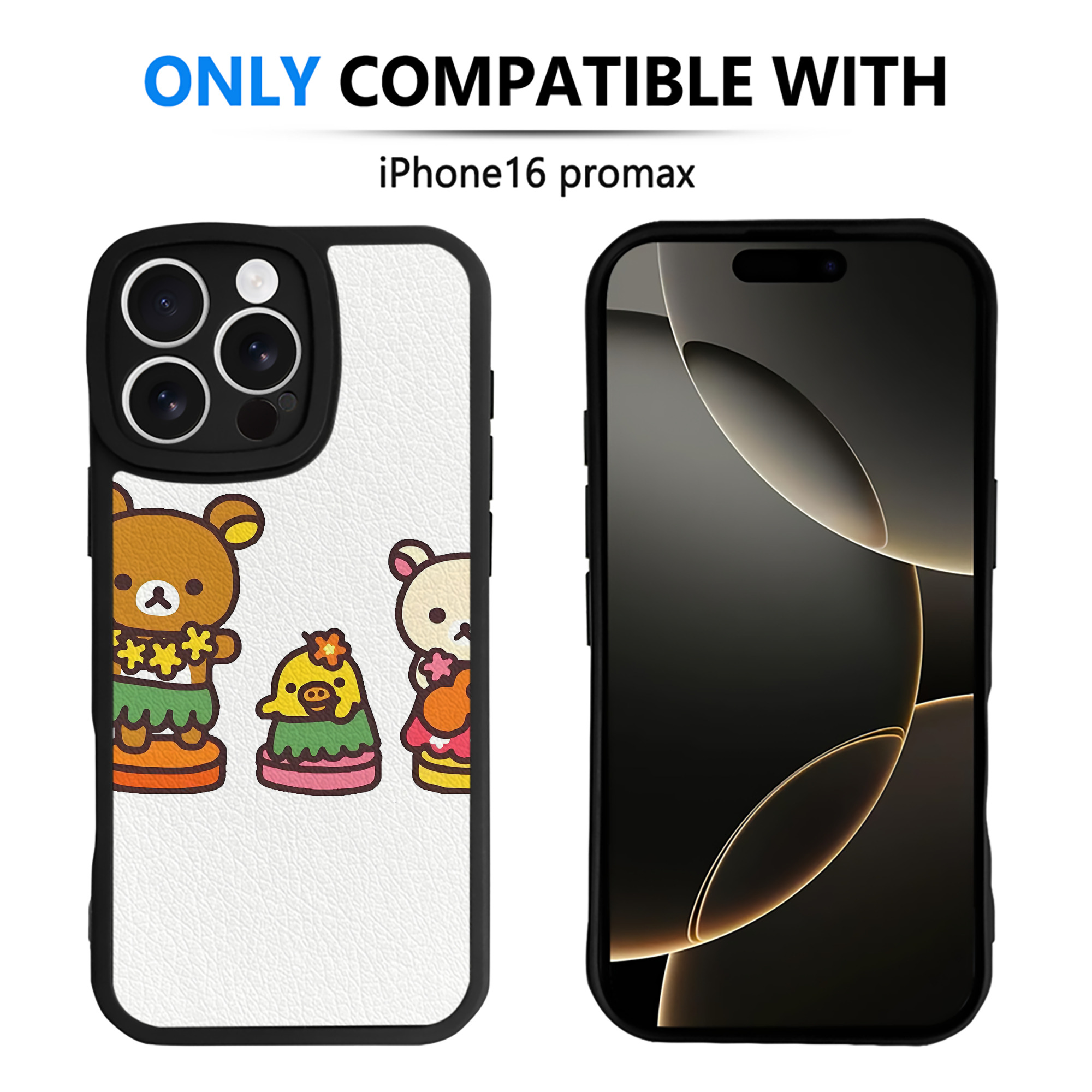 （画像用） リラックマ リラックマ キイロイトリ Rilakkuma Korilakkuma Kiiroitori 【iPhone 16シリーズ対応】シリコンスマホケース（レザー調） 材質：シリコン